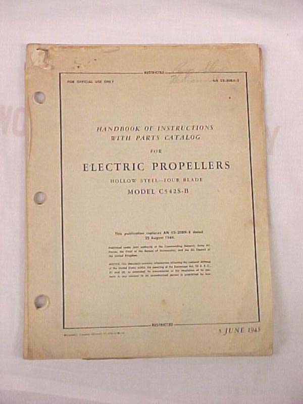 Motschall: Handbook of Instructions with Parts Catalog for Electric Propeller...