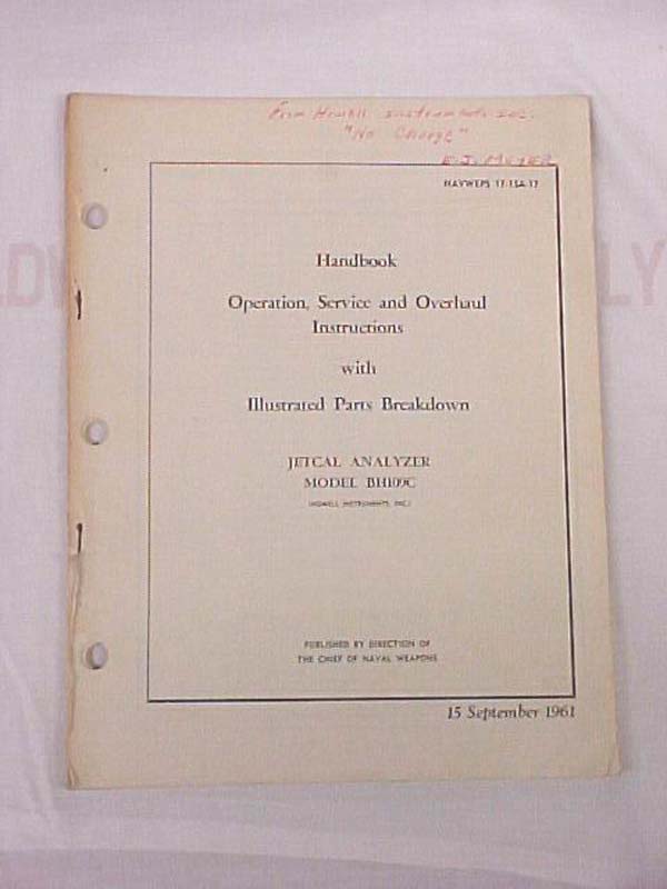 Chief Bureau Naval Weapons: Handbook Operation, Service and Overhaul Instruct...