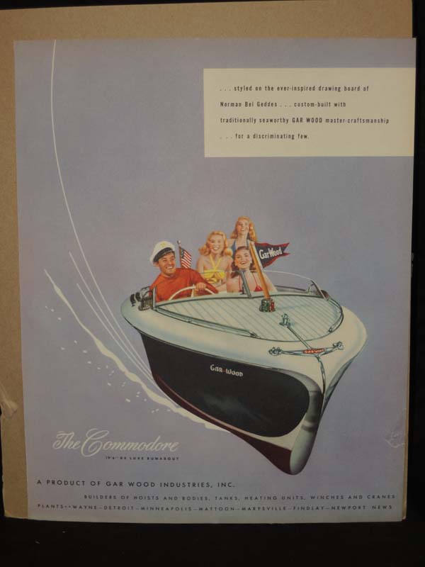 Gar Wood: Gar Wood Advertisement 'Commodore  De Luxe Runabout