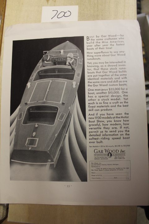 Gar Wood: Gar Wood Motor Boat Ad, Runabout