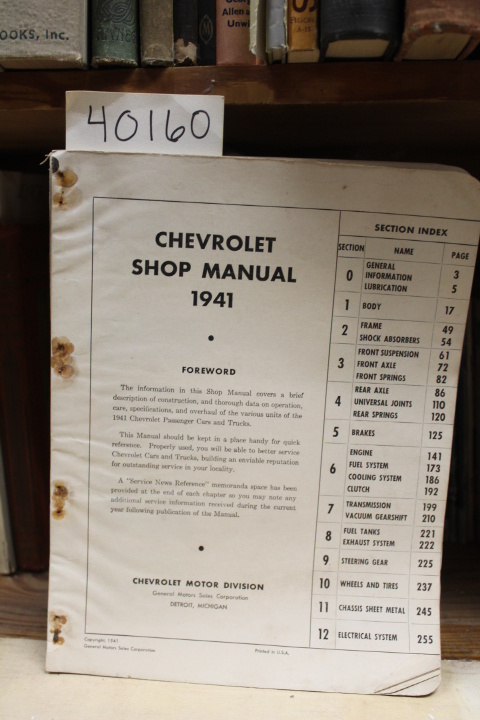 Chevrolet Motor Division: Chevrolet Shop Manual 1941