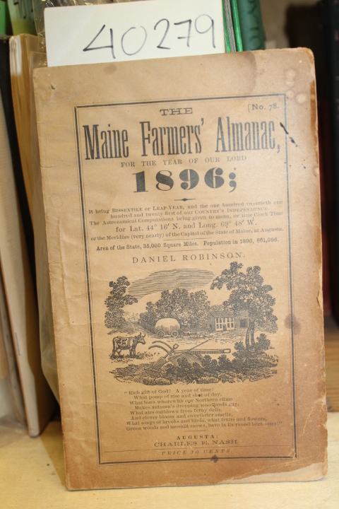 Robinson, Daniel: The Maine Farmers' Almanac, for the year of our Lord 1896