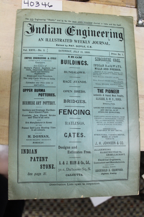 Doyle, Pat, C.E.: July 15, 1899 Indian Engineering, An Illustrated Weekly Jou...