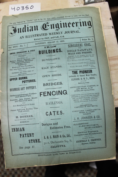 Doyle, Pat, C.E.: August, 12, 1899 Indian Engineering, An Illustrated Weekly ...
