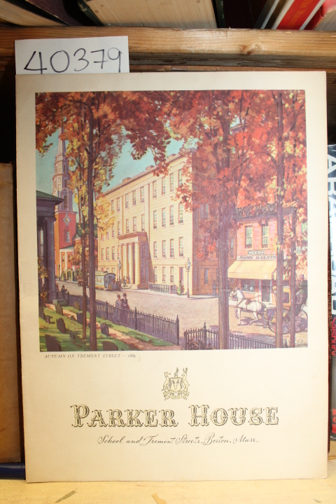 Parker House: Parker House Menu School adn Tremont Streets, Boston, Mass