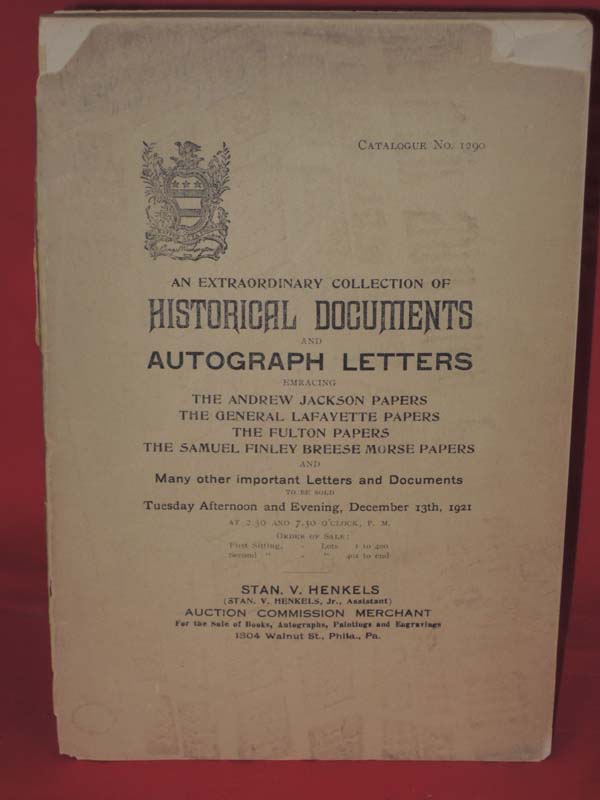 Henkels, Stan V.: An Extraordinary Collection of Historical Documents and Aut...