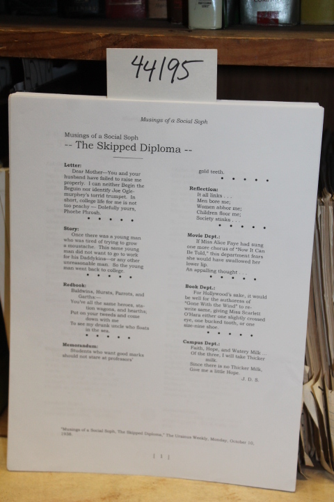 Salinger, J. D.: The Skipped Diploma (1938)