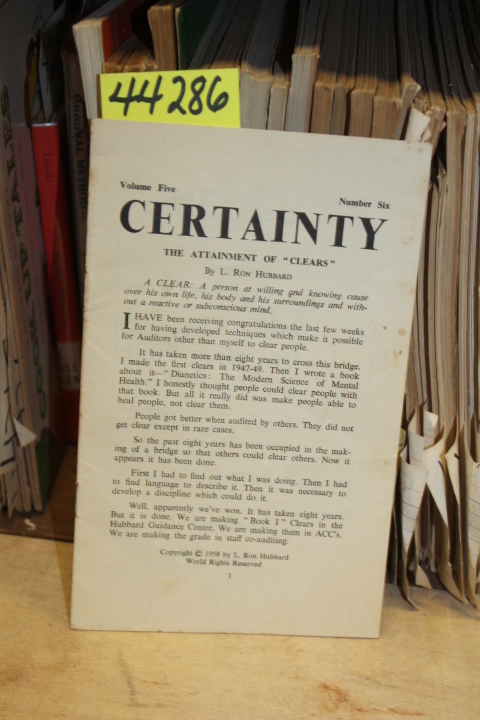 Fudge, John [Editor]: Certainty: The Attainment of Clears - Volume 5, No. 6