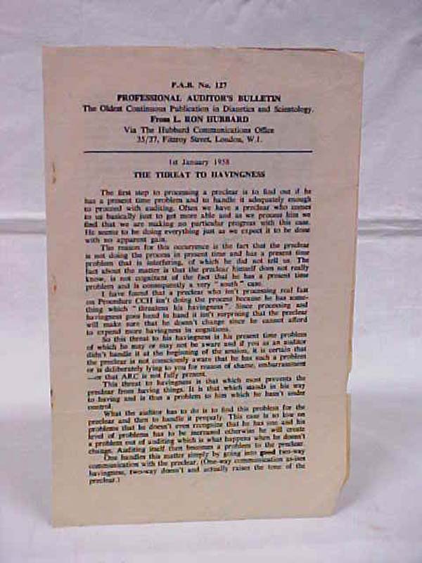 Hubbard, L. Ron: P.A.B. No. 127 Professional Auditor's Bulletin