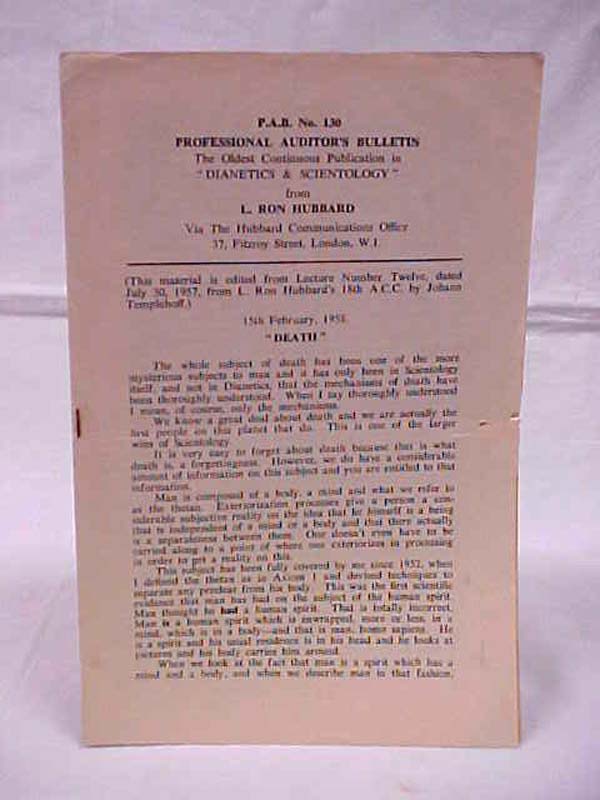 Hubbard, L. Ron: P.A.B. No. 130 Professional Auditor's Bulletin