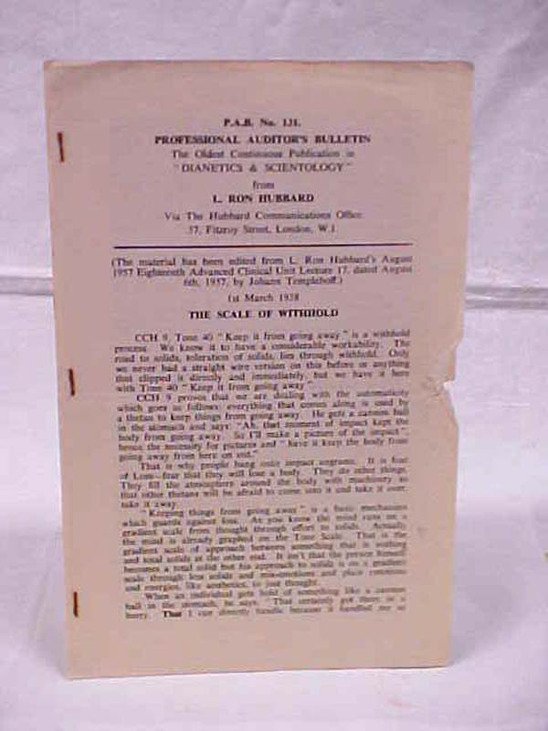 Hubbard, L. Ron: P.A.B. No. 131 Professional Auditor's Bulletin