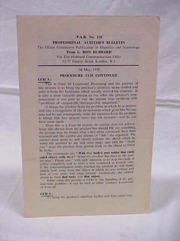 Hubbard, L. Ron: P.A.B. No. 135 Professional Auditor's Bulletin