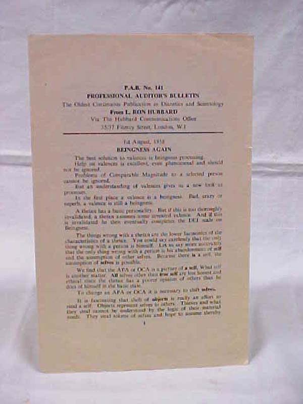 Hubbard, L. Ron: P.A.B. No. 141 Professional Auditor's Bulletin