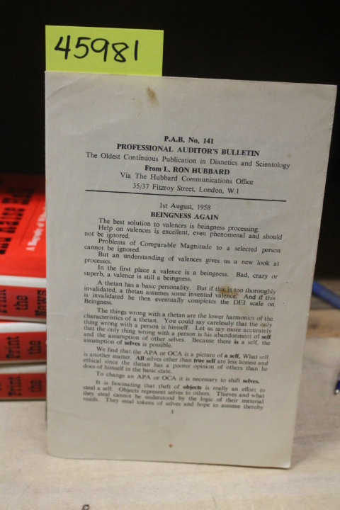 Hubbard, L. Ron: P.A.B. No. 141 Professional Auditor's Bulletin