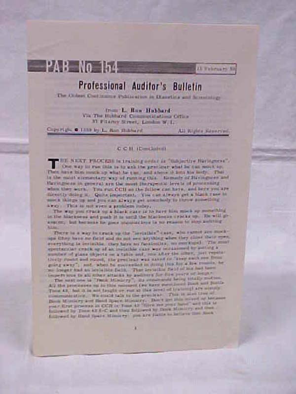 Hubbard, L. Ron: P.A.B. No. 154 Professional Auditor's Bulletin