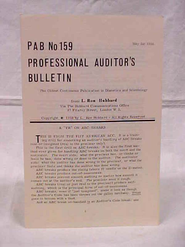 Hubbard, L. Ron: P.A.B. No. 159 Professional Auditor's Bulletin