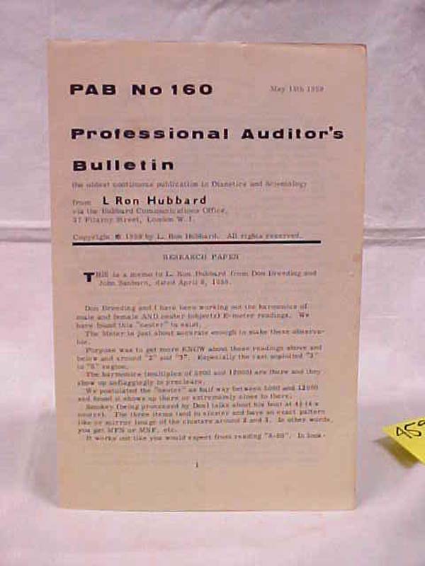 Hubbard, L. Ron: P.A.B. No. 160 Professional Auditor's Bulletin