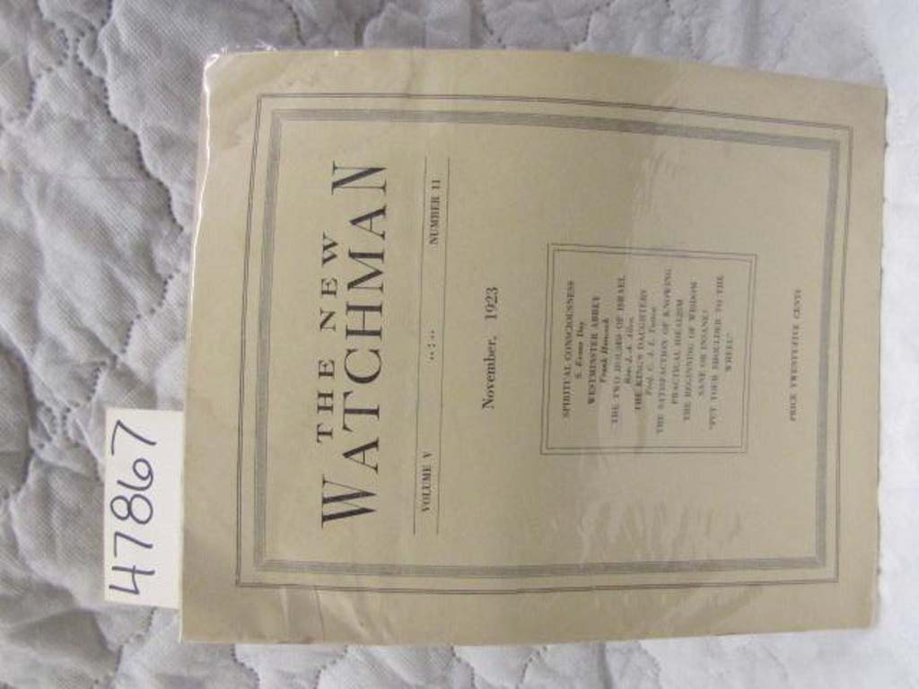 Day, Evans S.; Frank Hancock; J.A. A...: November 1923 The New Watchman (Isra...