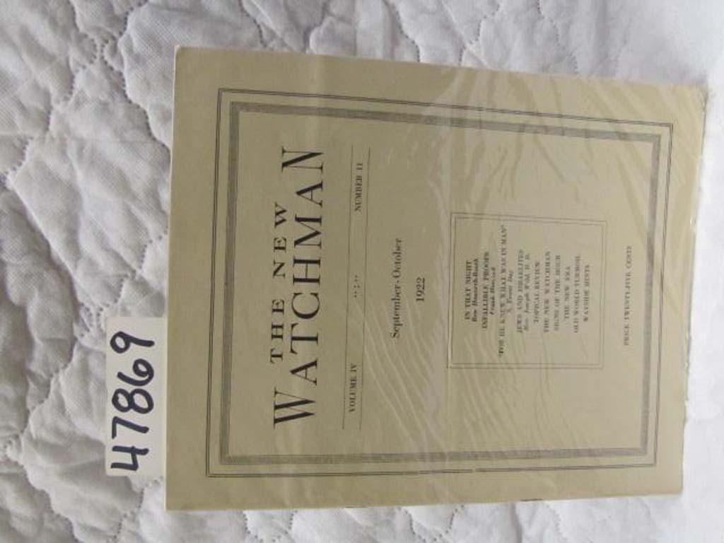 Harworth-Booth, Ben; Frank Hancock; ...: Sept.-Oct 1922 The New Watchman (Isr...