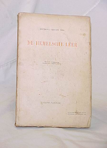 Swedenborg, Emanuel: 1937 De Hemelsche Leer; A Monthly Magazine Devoted to th...