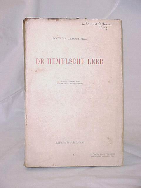 Swedenborg, Emanuel: 1939 De Hemelsche Leer; A Monthly Magazine Devoted to th...