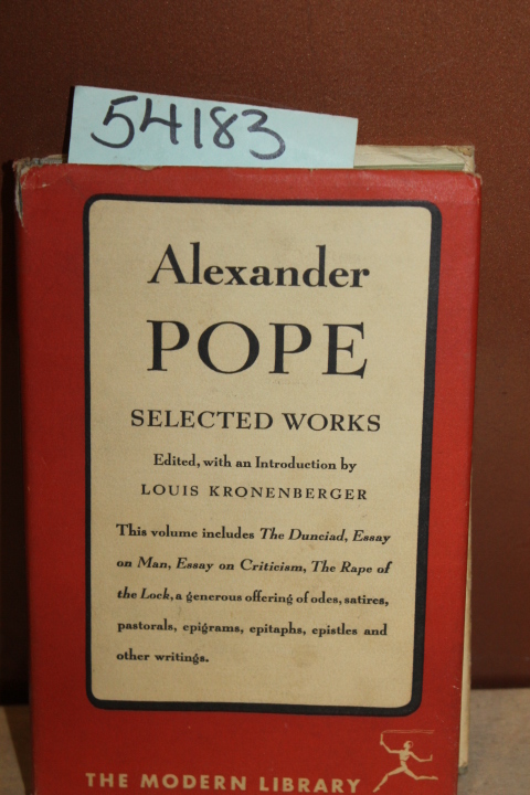 Kronenberger, Louis: Alexander Pope Selected Works