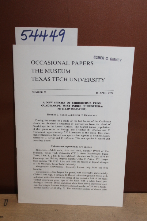 Baker, Robert J. and Genoways, Hugh H.: A New Species of Chiroderma From Gua... Baker, Robert J. and Genoways, Hugh H.: A New Species of Chiroderma From Gua...