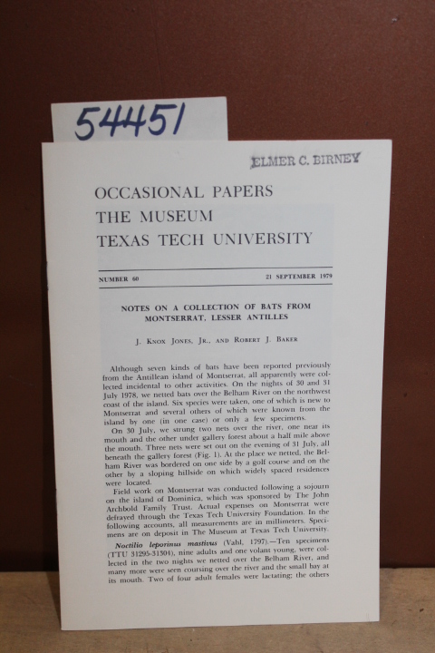 Jones, Jr., J. Knox and Baker, Rober...: Notes on a Collection of Bats from M...