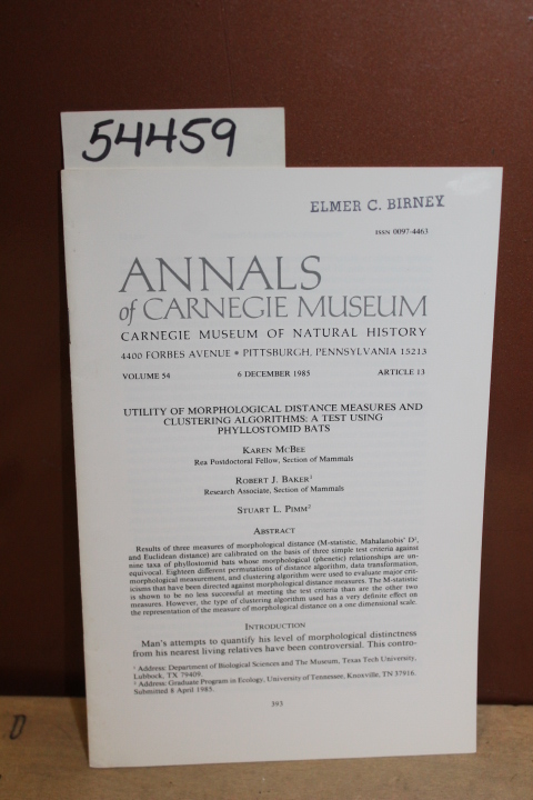 Baker, Robert J., McBee, Karen, Pimm...: Utility of Morphological Distance Me... Baker, Robert J., McBee, Karen, Pimm...: Utility of Morphological Distance Me...