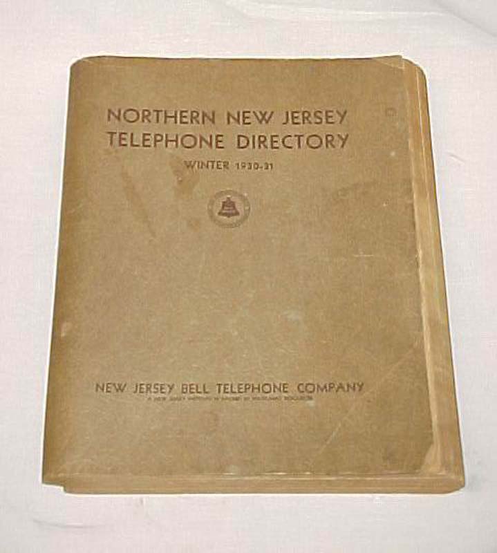 NJ BELL TELEPHONE: Northern New Jersey Telephone Directory WInter 1930-31 (Ar...