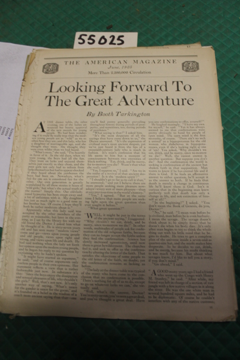 Tarkington, Booth: Looking Forward to the Great Adventure; Other People's Chi...