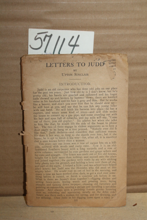 Sinclair, Upton: Letters to Judd