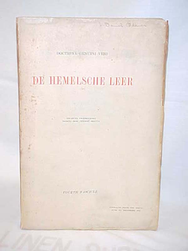 Swedenborg, Emanuel: 1932  De Hemelsche Leer; A monthly magazine devoted to t...