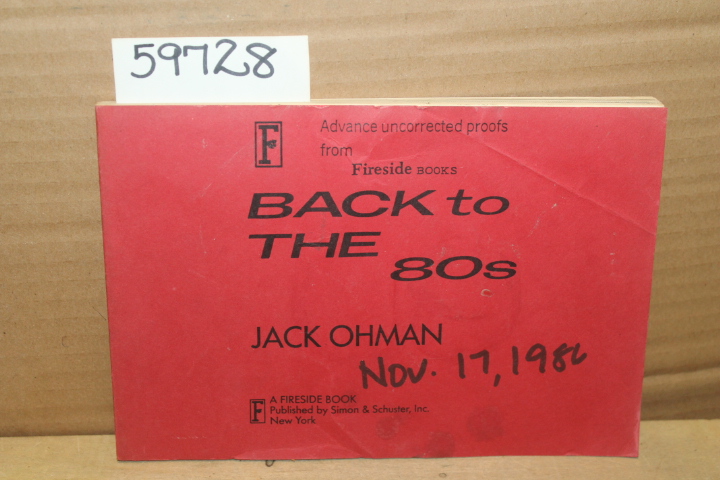 Ohman, Jack: Back to the 80's; Advance READING COPY, Uncorrected Proofs GALLEY