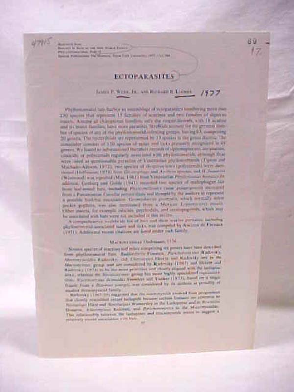 Webb, James P.  &  Loomis, Ricahrd B.: Biology of Bats of the New World Famil...