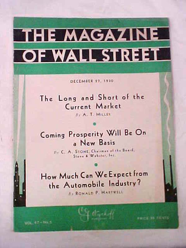 Wyckoff, Richard D.: and Business Analyst Dec 27, 1930 Magazine of Wall Street