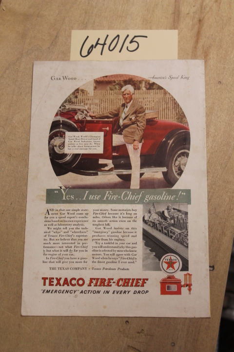 Gar Wood: 1934 Texaco Ad, Gar Wood World Champion Racer
