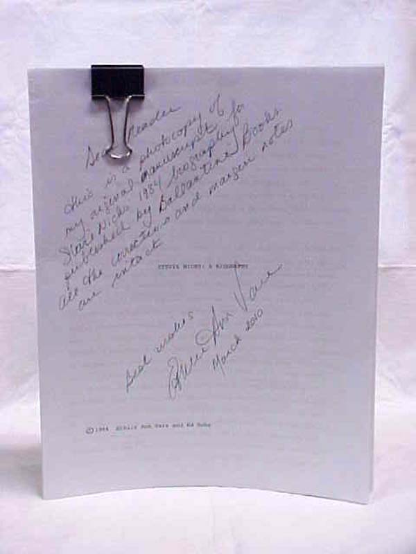 Vare, Ethlie Ann & Ochs, Ed: Stevie Nicks:  A Biography (Manuscript Photocopy)