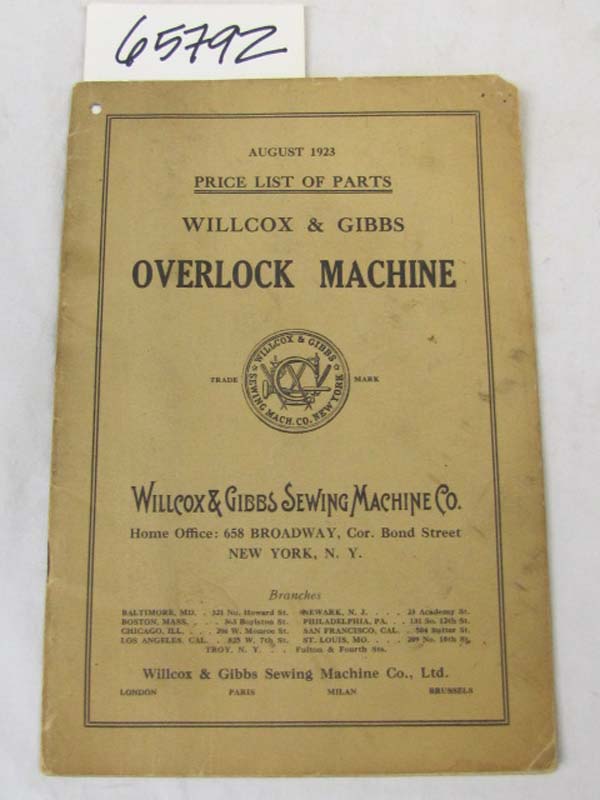 Willcox & Gibbs Sewing Machine Company: Willcox & Gibbs Overlook Machine -  A...