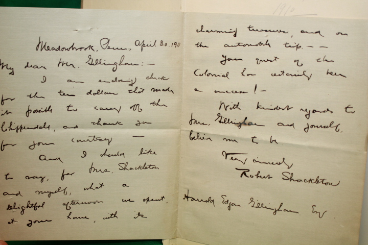 Shackleton, Robert & Elizabeth LETTER SIGNED LAID IN: Adventures in Home Making