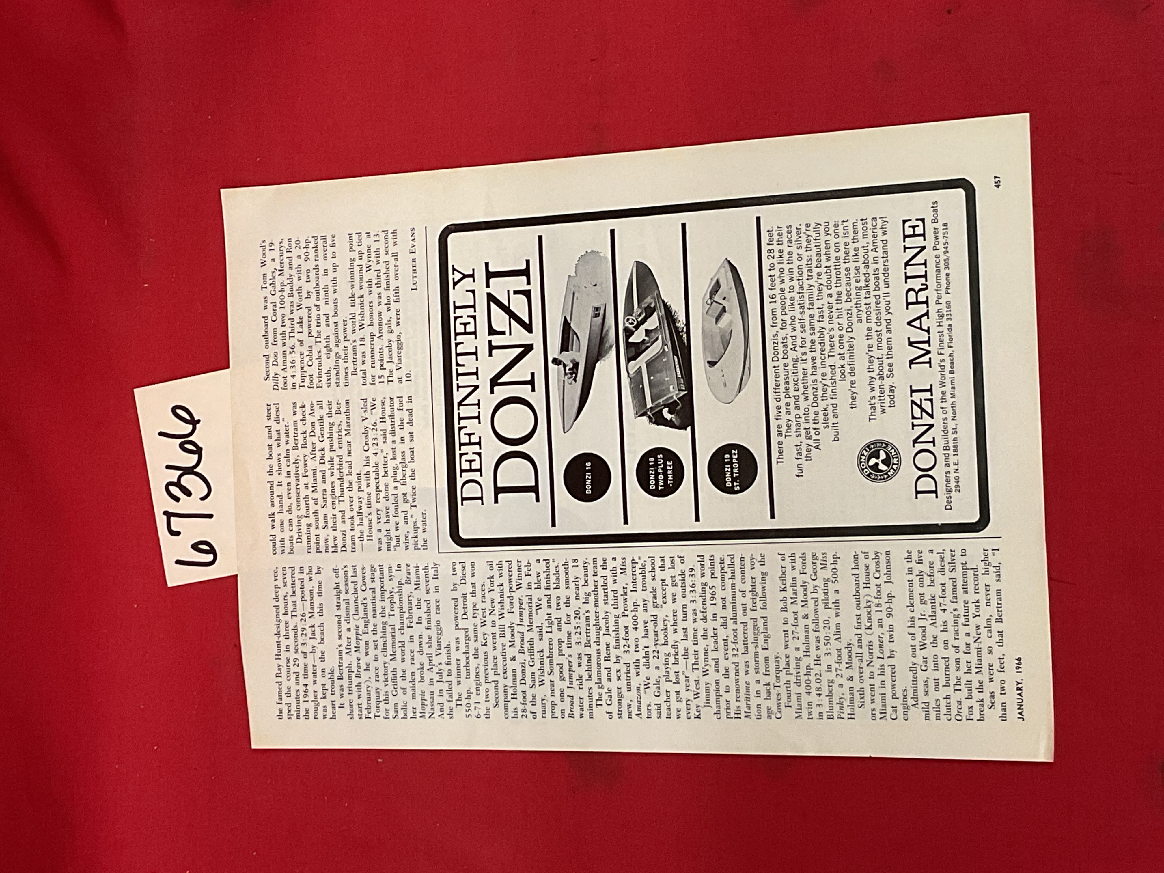 Donzi Marine: 1966 Donzi Marine Ad Donzi 16 - 18 and 19