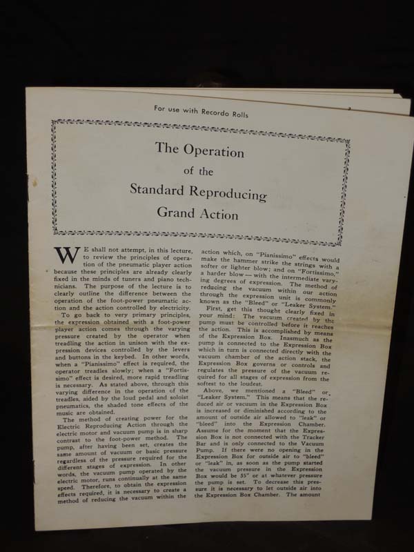 Player Piano Co., Inc.: Player Piano Part List STANDARD REPRODUCING GRAND ACTION
