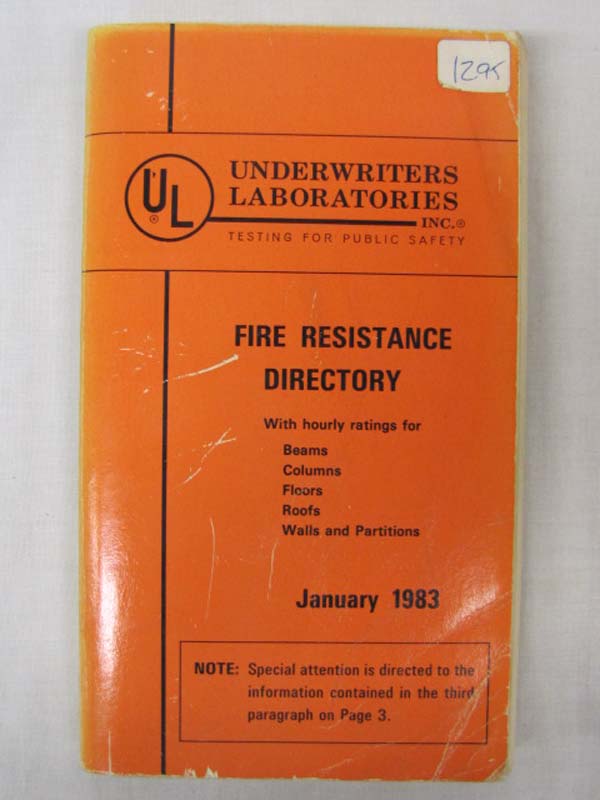 Underwriters Laboratories Inc.: Fire Resistance Directory January 1983