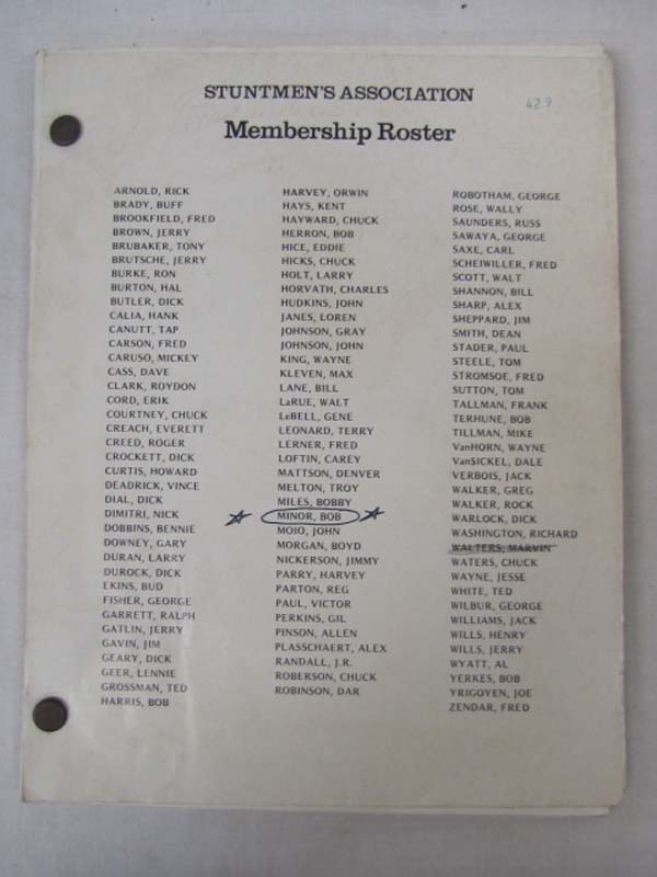 Stuntmen's Association: Stuntmen's Association Membership Roster