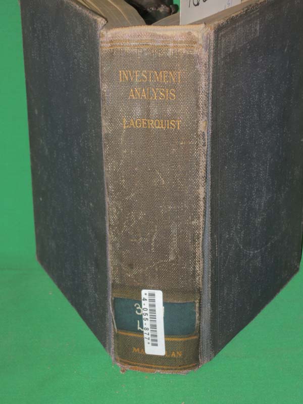 Lagerquist, Walter Edwards: Investment Analysis Fundamentals in the Analysis ...