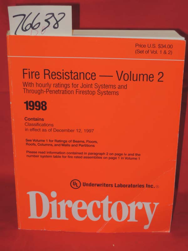 Underwriter's Laboratories Inc: Fire Resistance Volume 2 Only