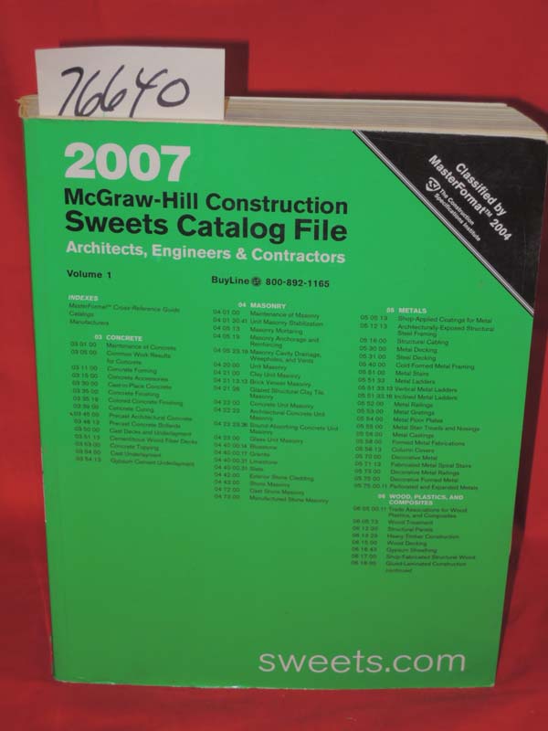 Sweet's: McGraw Hill Construction Sweets Catalog File: Volume 1 only Architec...