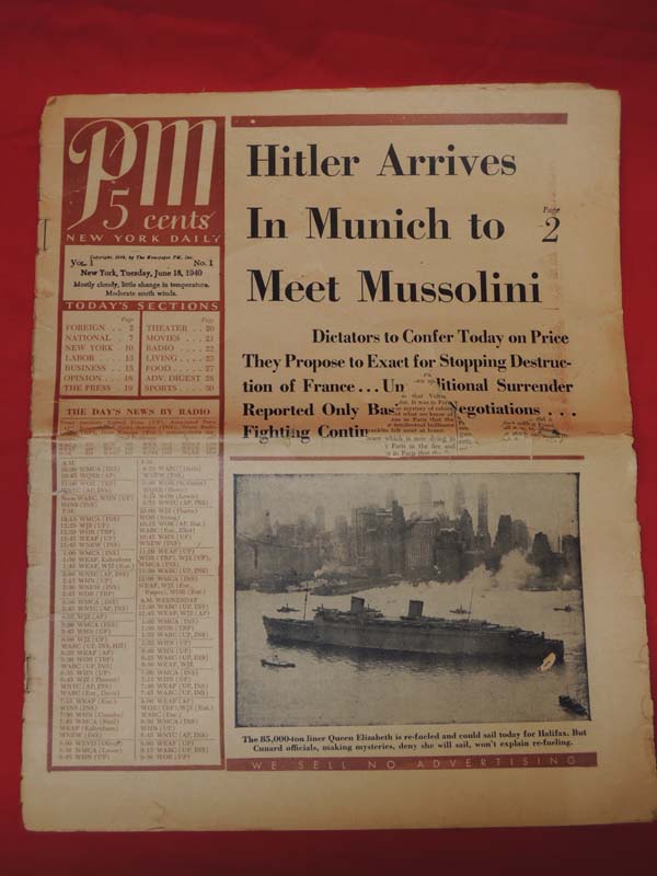 New York Dialy News PM: Hitler Arrives in Munich to Meet Mussolini New York T...