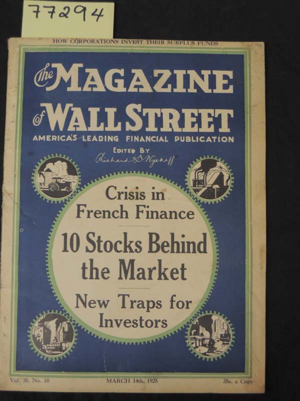 Wyckoff, Richard D.: Crisis in French Finance 10 Stocks Behind the Market New...