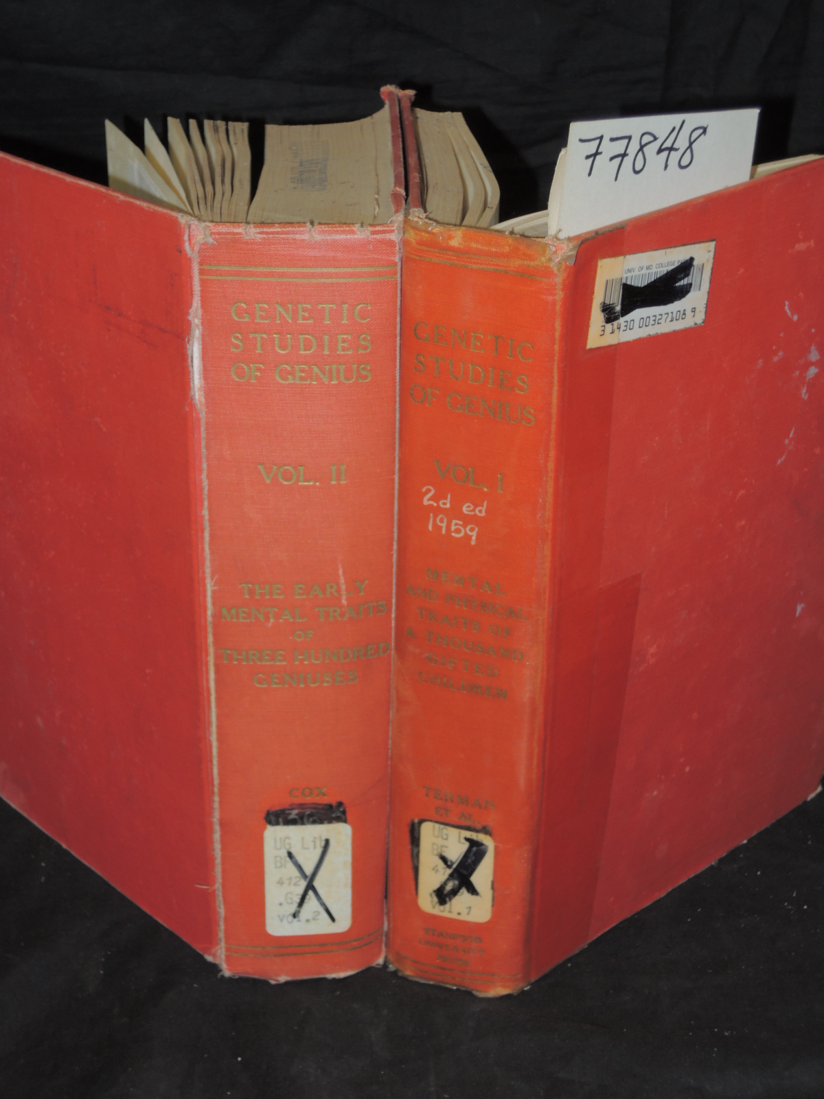 Cox, Catharine Morris: GENETIC STUDIES OF GENIUS   VOLUME I AND II